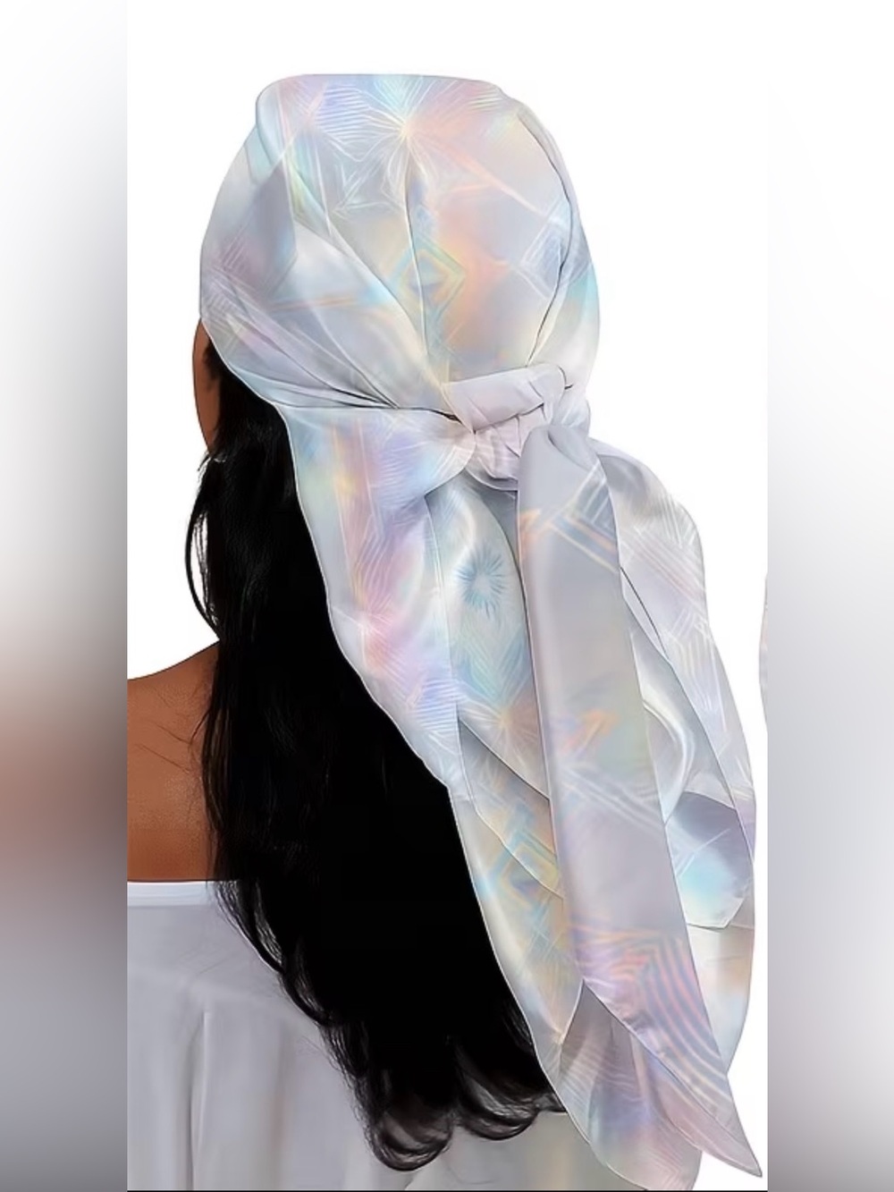 Iridescent Ice-Cool Reversible Pastel Holographic Scarf/Bandana 35”
